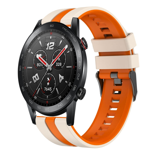 For Honor Watch GS 3i 22mm Two Color Sports Silicone Watch Band(Starlight+Orange) by bashfashion