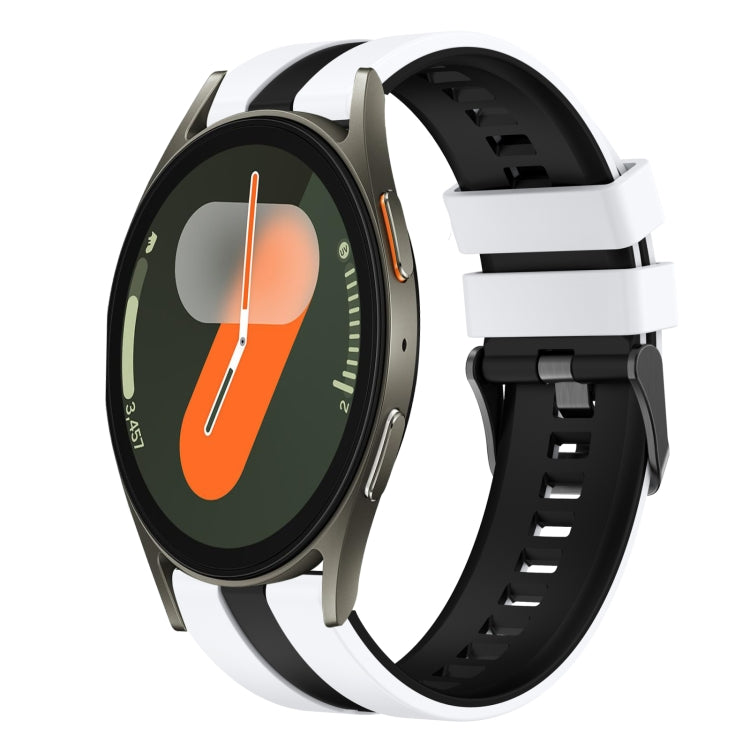 For Samsung Galaxy Watch 7 44mm 20mm Two Color Sports Silicone Watch Band(White+Black) by bashfashion
