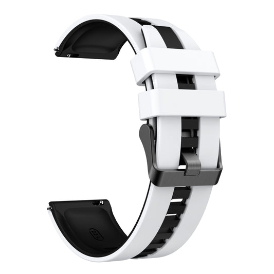 For Samsung Galaxy Watch 7 44mm 20mm Two Color Sports Silicone Watch Band(White+Black) by bashfashion