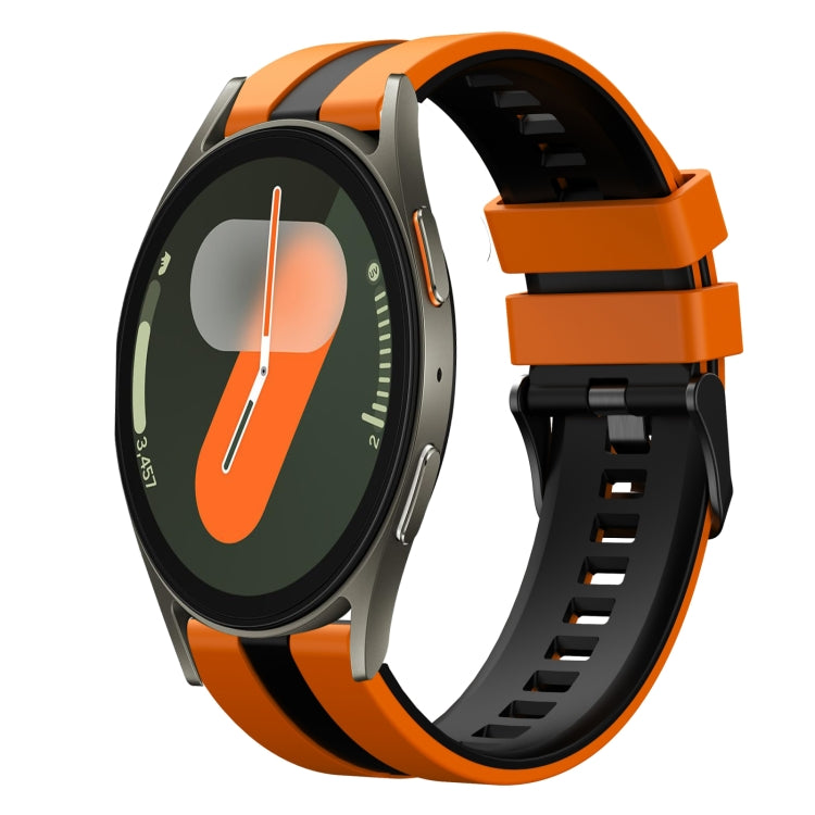 For Samsung Galaxy Watch 7 40mm 20mm Two Color Sports Silicone Watch Band(Orange+Black) by bashfashion