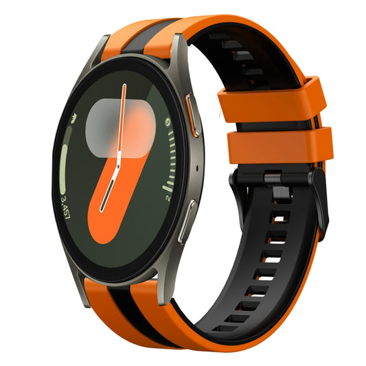 For Samsung Galaxy Watch 7 40mm 20mm Two Color Sports Silicone Watch Band(Orange+Black) by bashfashion