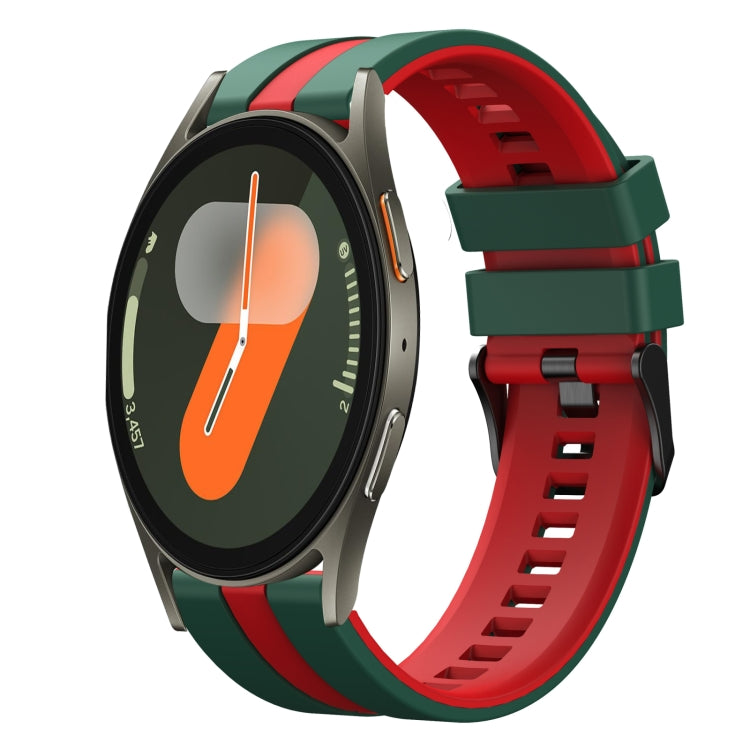 For Samsung Galaxy Watch 7 40mm 20mm Two Color Sports Silicone Watch Band(Green+Red) by bashfashion