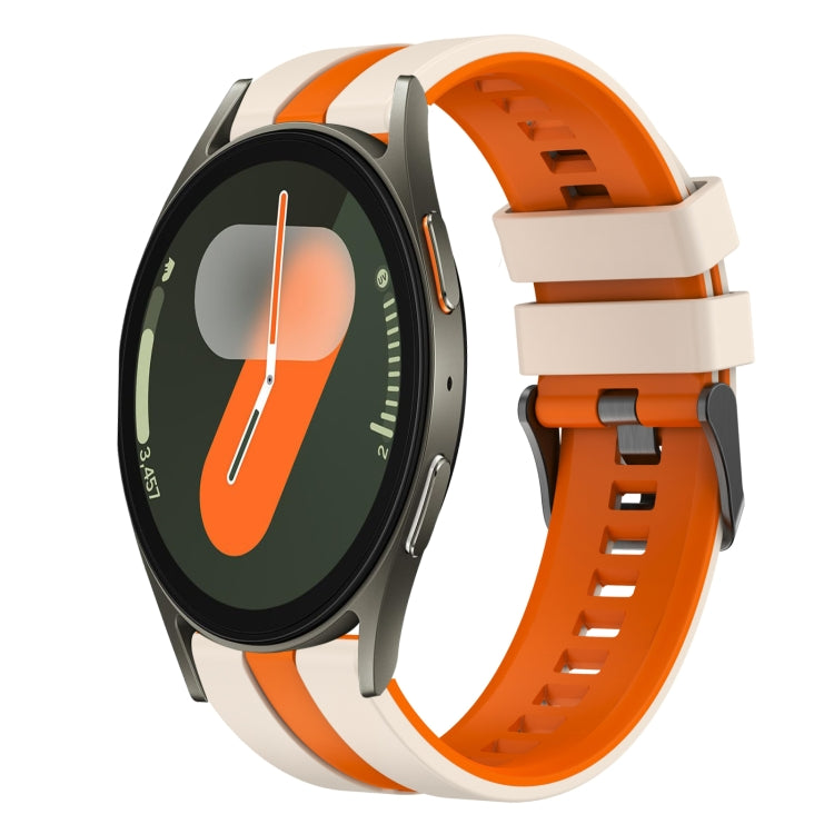For Samsung Galaxy Watch 7 40mm 20mm Two Color Sports Silicone Watch Band(Starlight+Orange) by bashfashion