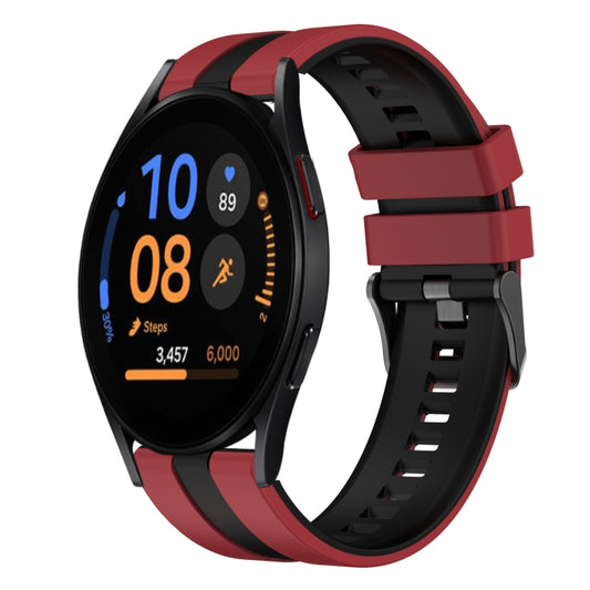 For Samsung Galaxy Watch FE 40mm 20mm Two Color Sports Silicone Watch Band(Red+Black) by bashfashion