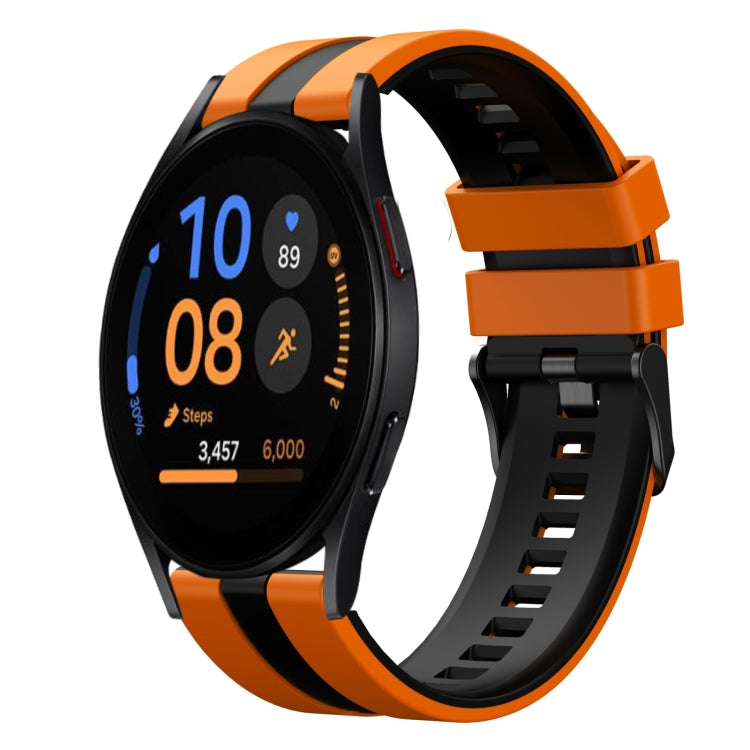 For Samsung Galaxy Watch FE 40mm 20mm Two Color Sports Silicone Watch Band(Orange+Black) by bashfashion