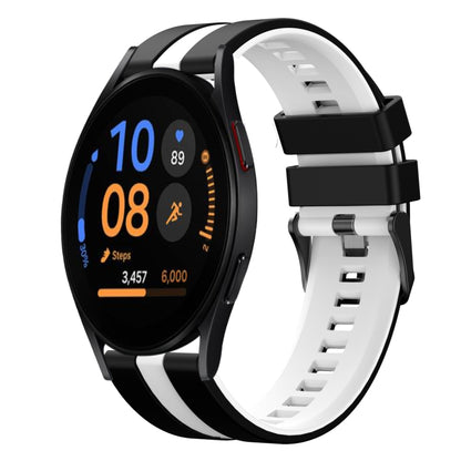 For Samsung Galaxy Watch FE 40mm 20mm Two Color Sports Silicone Watch Band(Black+White) by bashfashion
