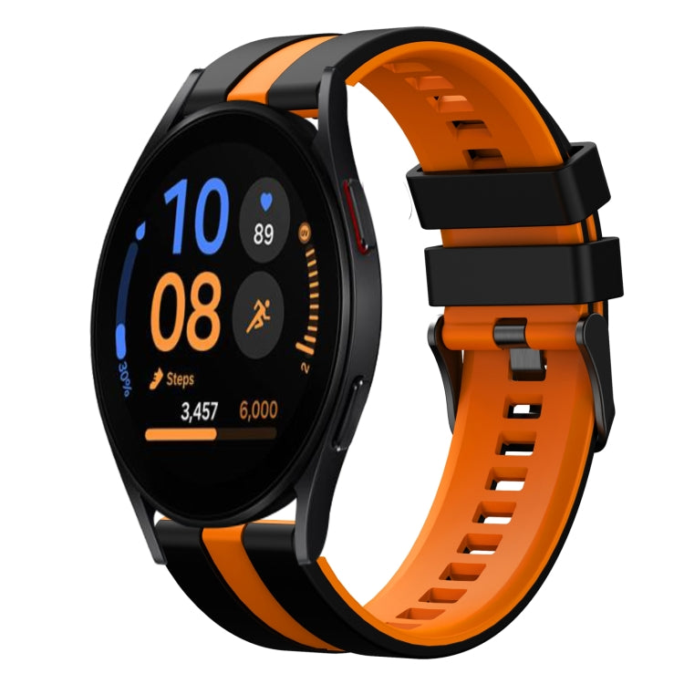 For Samsung Galaxy Watch FE 40mm 20mm Two Color Sports Silicone Watch Band(Black+Orange) by bashfashion