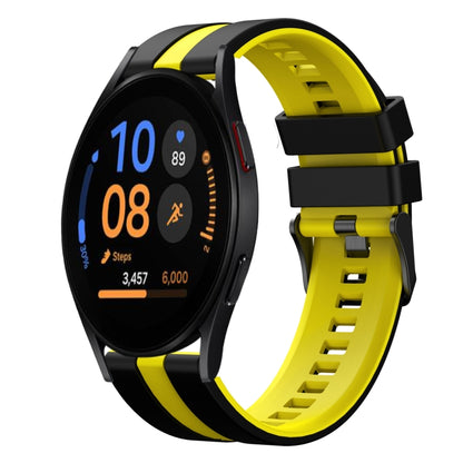 For Samsung Galaxy Watch FE 40mm 20mm Two Color Sports Silicone Watch Band(Black+Yellow) by bashfashion