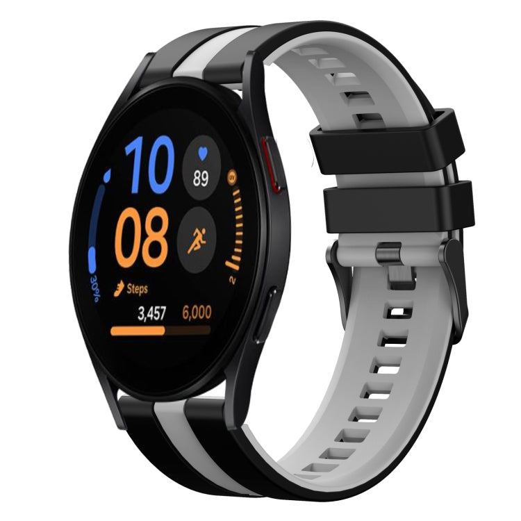For Samsung Galaxy Watch FE 40mm 20mm Two Color Sports Silicone Watch Band(Black+Grey) by bashfashion
