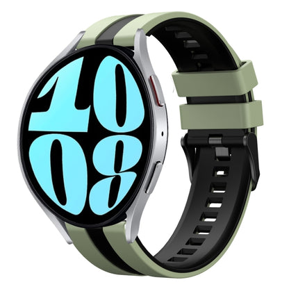 For Samsung Galaxy Watch 6 44mm 20mm Two Color Sports Silicone Watch Band(Light Green+Black) by bashfashion