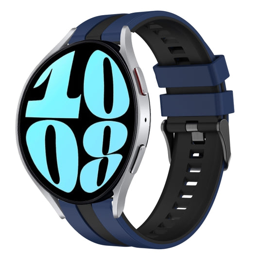 For Samsung Galaxy Watch 6 44mm 20mm Two Color Sports Silicone Watch Band(Blue+Black) by bashfashion