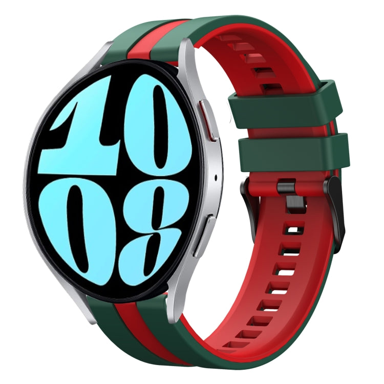 For Samsung Galaxy Watch 6 40mm 20mm Two Color Sports Silicone Watch Band(Green+Red) by bashfashion