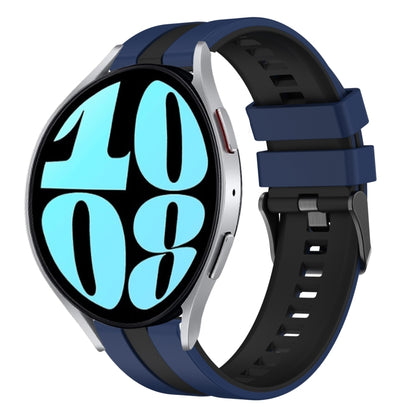 For Samsung Galaxy Watch 6 40mm 20mm Two Color Sports Silicone Watch Band(Blue+Black) by bashfashion