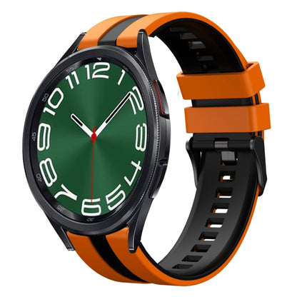 For Samsung Galaxy Watch 6 Classic 47mm 20mm Two Color Sports Silicone Watch Band(Orange+Black) by bashfashion
