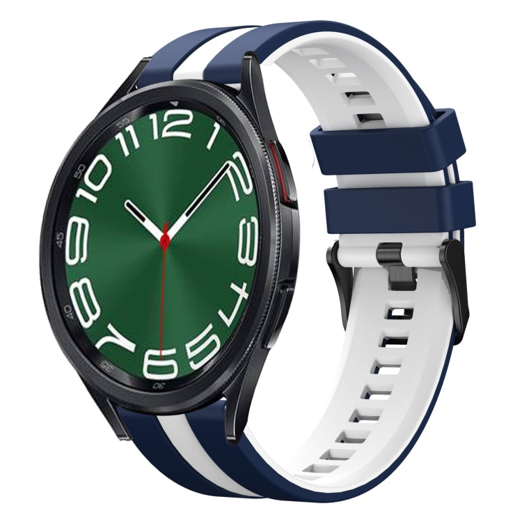 For Samsung Galaxy Watch 6 Classic 47mm 20mm Two Color Sports Silicone Watch Band(Blue+White) by bashfashion