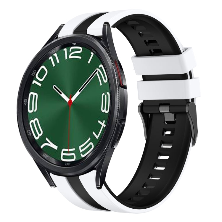 For Samsung Galaxy Watch 6 Classic 43mm 20mm Two Color Sports Silicone Watch Band(White+Black) by bashfashion