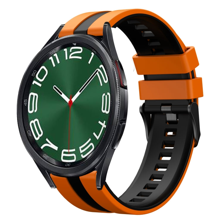 For Samsung Galaxy Watch 6 Classic 43mm 20mm Two Color Sports Silicone Watch Band(Orange+Black) by bashfashion