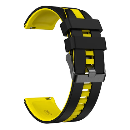 For Samsung Galaxy Watch 6 Classic 43mm 20mm Two Color Sports Silicone Watch Band(Black+Yellow) by bashfashion