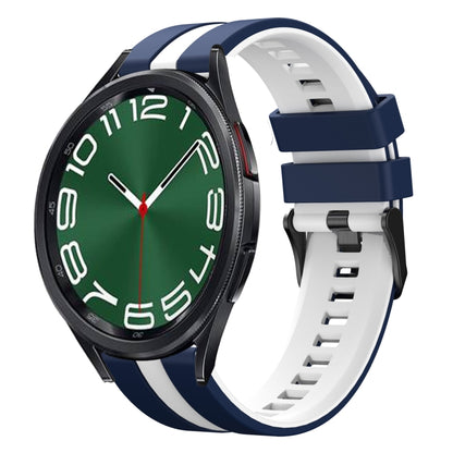 For Samsung Galaxy Watch 6 Classic 43mm 20mm Two Color Sports Silicone Watch Band(Blue+White) by bashfashion