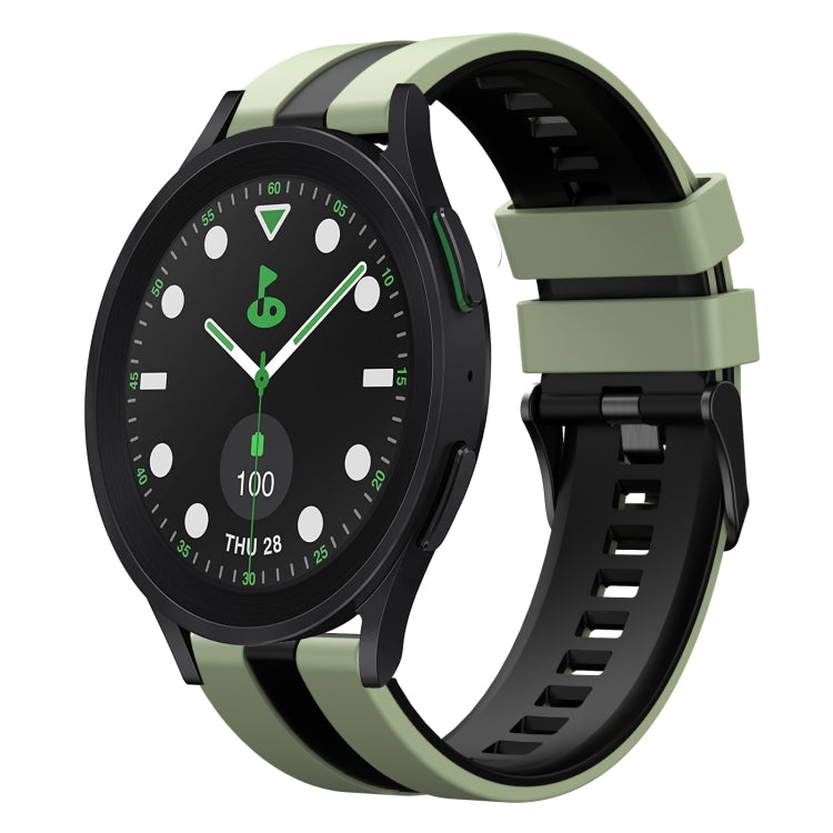 For Samsung Galaxy watch 5 Pro Golf Edition 20mm Two Color Sports Silicone Watch Band(Light Green+Black) by bashfashion