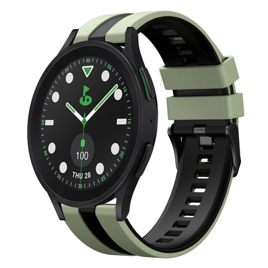 For Samsung Galaxy watch 5 Pro Golf Edition 20mm Two Color Sports Silicone Watch Band(Light Green+Black) by bashfashion