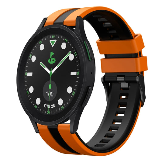 For Samsung Galaxy watch 5 Pro Golf Edition 20mm Two Color Sports Silicone Watch Band(Orange+Black) by bashfashion
