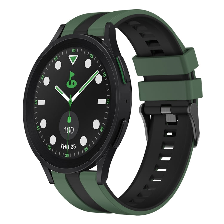 For Samsung Galaxy watch 5 Pro Golf Edition 20mm Two Color Sports Silicone Watch Band(Olive Green+Black) by bashfashion