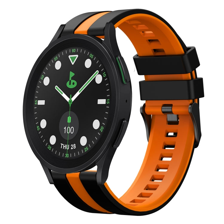 For Samsung Galaxy watch 5 Pro Golf Edition 20mm Two Color Sports Silicone Watch Band(Black+Orange) by bashfashion