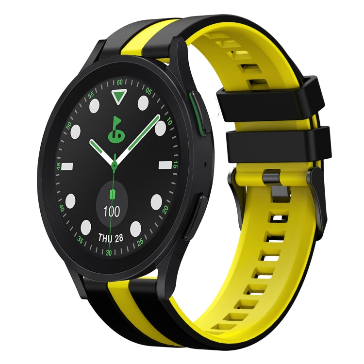 For Samsung Galaxy watch 5 Pro Golf Edition 20mm Two Color Sports Silicone Watch Band(Black+Yellow) by bashfashion