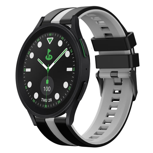 For Samsung Galaxy watch 5 Pro Golf Edition 20mm Two Color Sports Silicone Watch Band(Black+Grey) by bashfashion