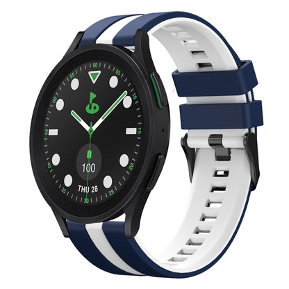 For Samsung Galaxy watch 5 Pro Golf Edition 20mm Two Color Sports Silicone Watch Band(Blue+White) by bashfashion
