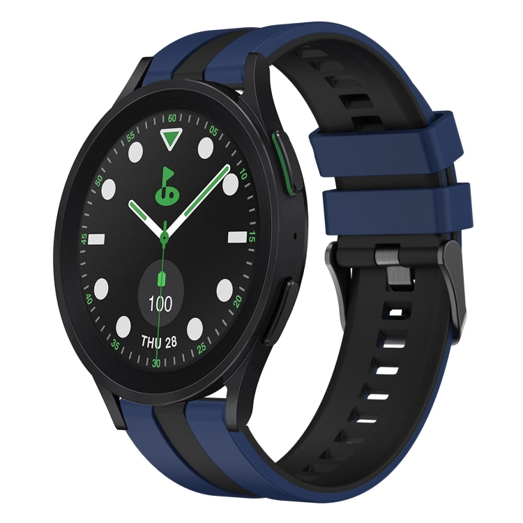 For Samsung Galaxy watch 5 Pro Golf Edition 20mm Two Color Sports Silicone Watch Band(Blue+Black) by bashfashion