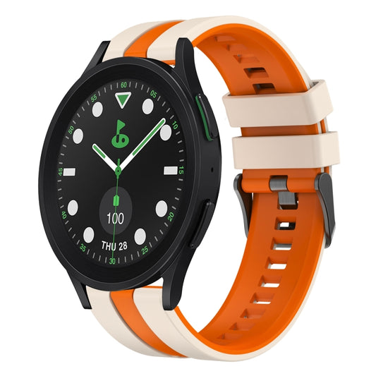 For Samsung Galaxy watch 5 Pro Golf Edition 20mm Two Color Sports Silicone Watch Band(Starlight+Orange) by bashfashion