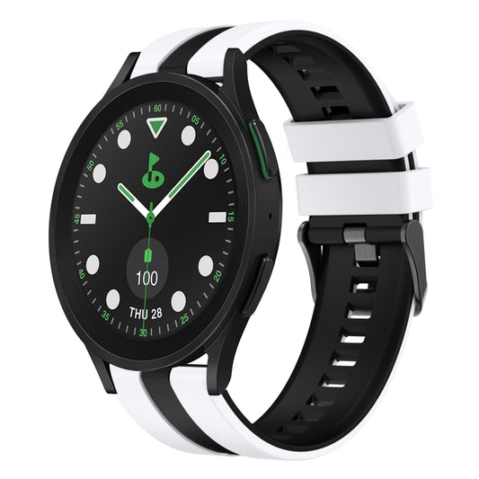 For Samsung Galaxy watch 5 Golf Edition 20mm Two Color Sports Silicone Watch Band(White+Black) by bashfashion