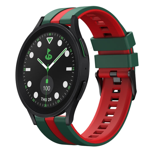 For Samsung Galaxy watch 5 Golf Edition 20mm Two Color Sports Silicone Watch Band(Green+Red) by bashfashion