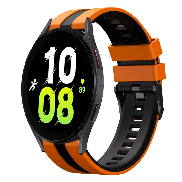 For Samsung Galaxy Watch 5 44mm 20mm Two Color Sports Silicone Watch Band(Orange+Black) by bashfashion
