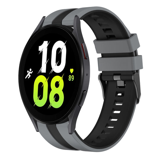 For Samsung Galaxy Watch 5 44mm 20mm Two Color Sports Silicone Watch Band(Grey+Black) by bashfashion