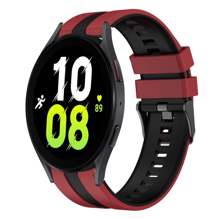 For Samsung Galaxy Watch 5 40mm 20mm Two Color Sports Silicone Watch Band(Red+Black) by bashfashion