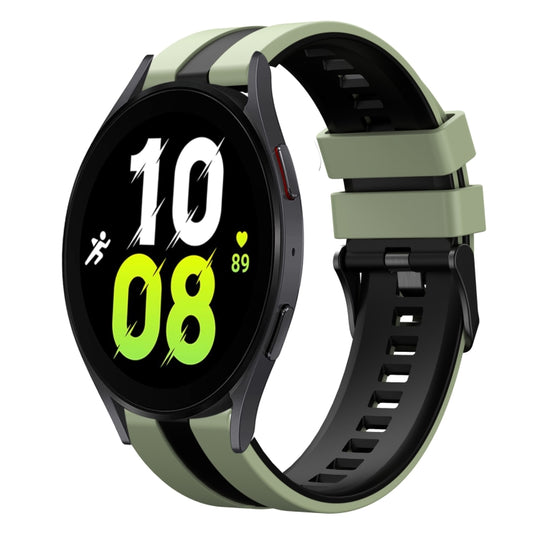 For Samsung Galaxy Watch 5 40mm 20mm Two Color Sports Silicone Watch Band(Light Green+Black) by bashfashion