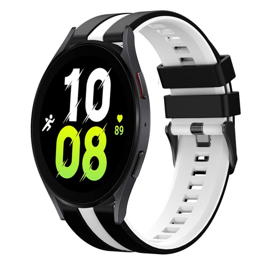For Samsung Galaxy Watch 5 40mm 20mm Two Color Sports Silicone Watch Band(Black+White) by bashfashion