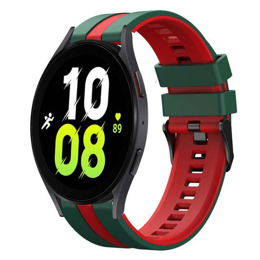 For Samsung Galaxy Watch 5 40mm 20mm Two Color Sports Silicone Watch Band(Green+Red) by bashfashion