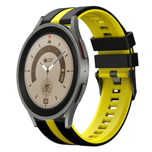 For Samsung Galaxy Watch 5 Pro 45mm 20mm Two Color Sports Silicone Watch Band(Black+Yellow) by bashfashion