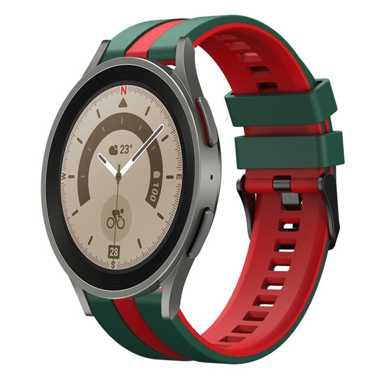 For Samsung Galaxy Watch 5 Pro 45mm 20mm Two Color Sports Silicone Watch Band(Green+Red) by bashfashion