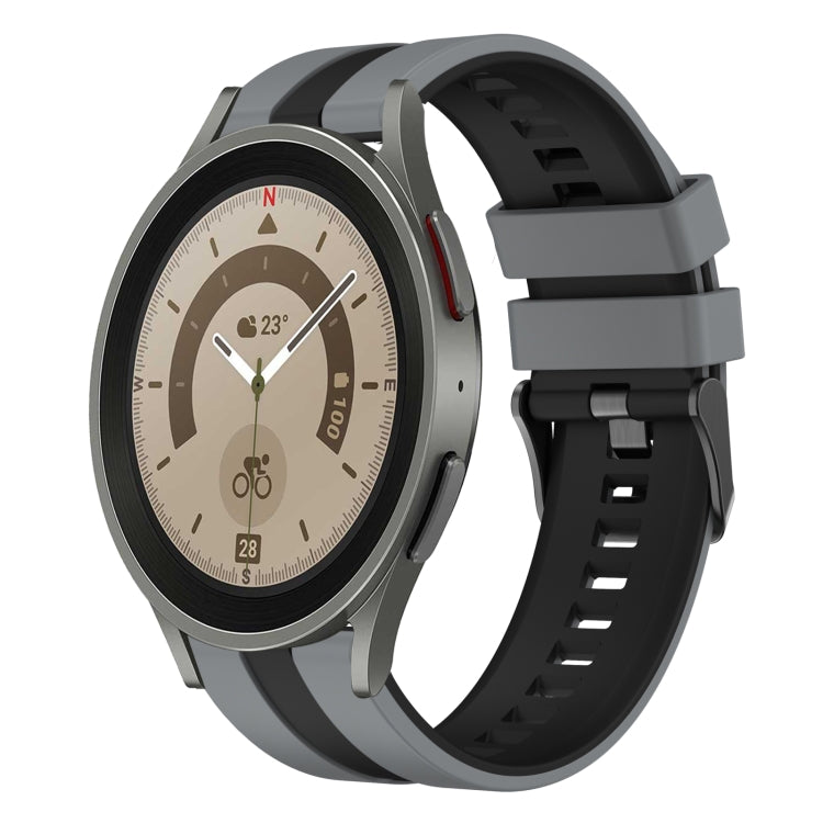 For Samsung Galaxy Watch 5 Pro 45mm 20mm Two Color Sports Silicone Watch Band(Grey+Black) by bashfashion
