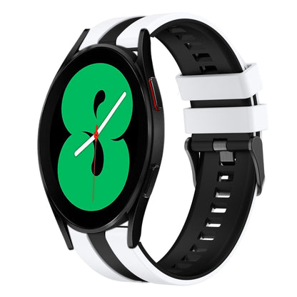 For Samsung Galaxy Watch 4 44mm 20mm Two Color Sports Silicone Watch Band(White+Black) by bashfashion
