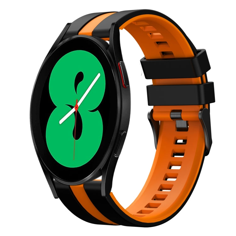 For Samsung Galaxy Watch 4 44mm 20mm Two Color Sports Silicone Watch Band(Black+Orange) by bashfashion