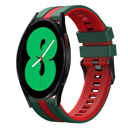 For Samsung Galaxy Watch 4 44mm 20mm Two Color Sports Silicone Watch Band(Green+Red) by bashfashion