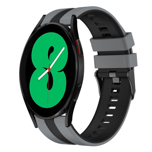 For Samsung Galaxy Watch 4 44mm 20mm Two Color Sports Silicone Watch Band(Grey+Black) by bashfashion