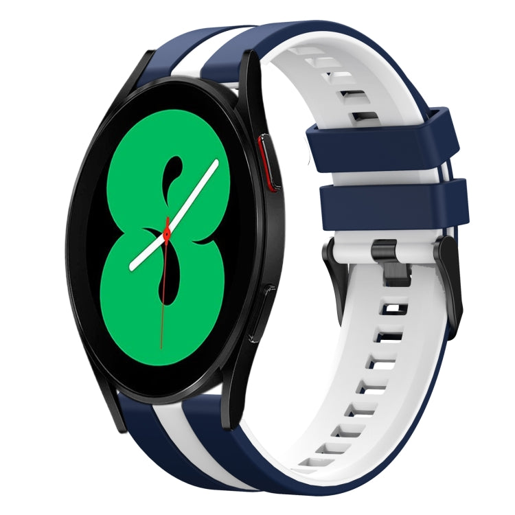 For Samsung Galaxy Watch 4 44mm 20mm Two Color Sports Silicone Watch Band(Blue+White) by bashfashion