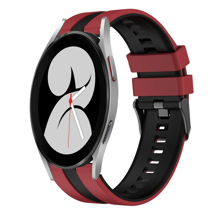 For Samsung Galaxy Watch 4 40mm 20mm Two Color Sports Silicone Watch Band(Red+Black) by bashfashion
